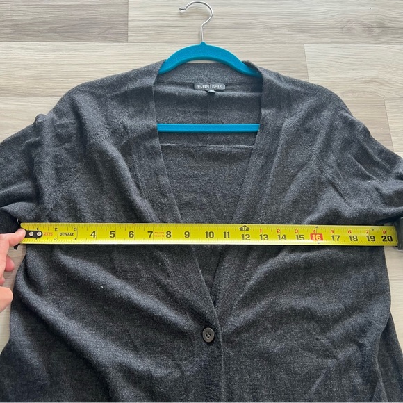 Eileen Fisher Gray  Long One Button Front Cardigan Size Medium - Picture 13 of 16